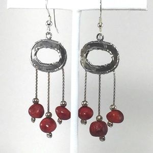 Silpada coral and sterling silver dangle earrings